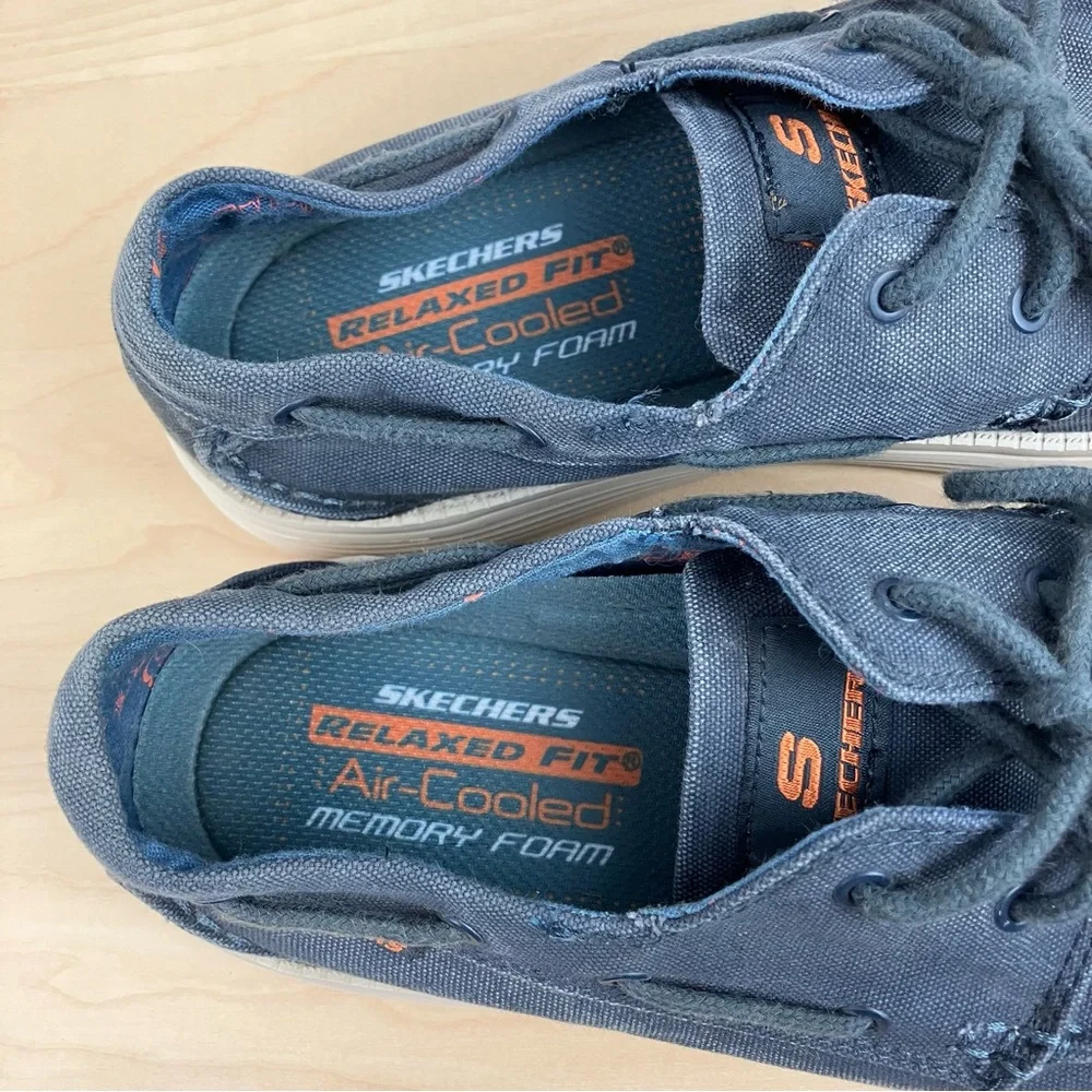 Skechers Men’s Size 9.5 Status-Melec Casual Boat Shoes Lace Up Washed Blue